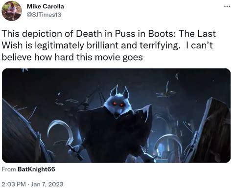 This depiction of Death in P--- in Boots: The Last Wish is legitimately brilliant and terrifying ...