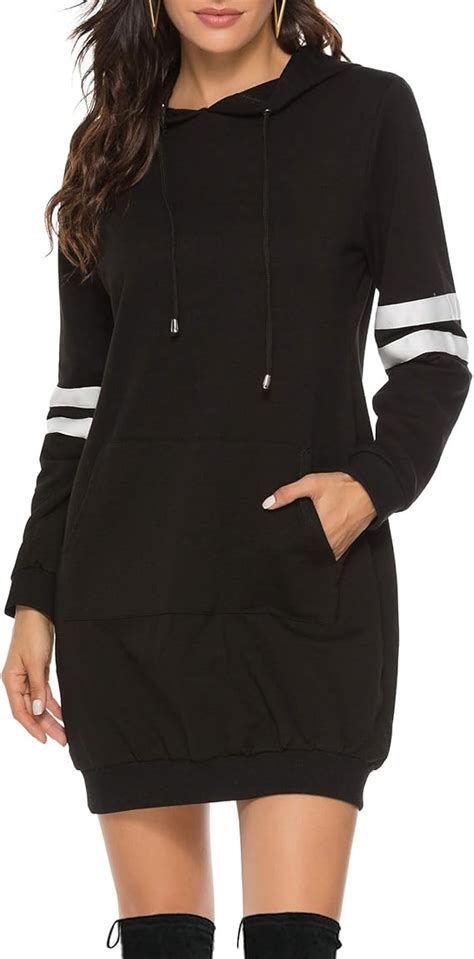 Amazon.com: FINWANLO Sweatshirt Dress Women Pullover Hoodie Dresses ...