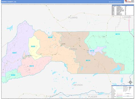 Sierra County, CA Wall Map Color Cast Style by MarketMAPS - MapSales.com