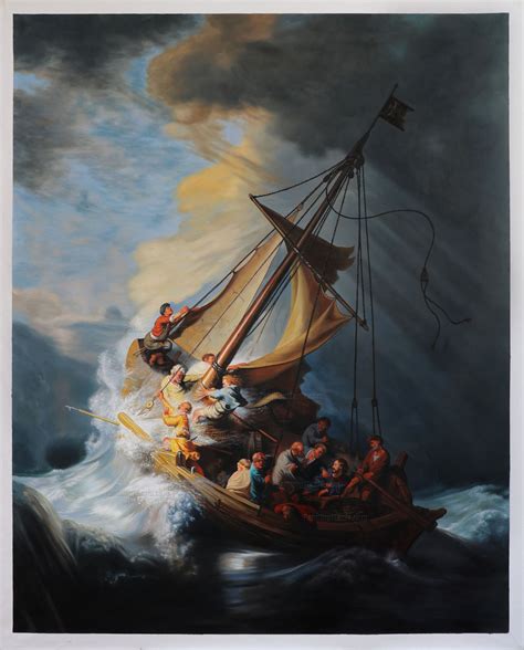 The Storm on the Sea of Galilee Rembrandt Van Rijn Hand-painted Oil Painting Reproduction, Jesus ...