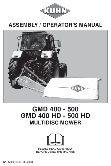 KUHN GMD 400 ASSEMBLY & OPERATORS MANUAL Pdf Download | ManualsLib