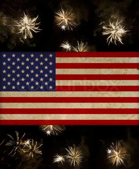 Vintage american flag over july 4th fireworks | Stock Photo | Colourbox ...