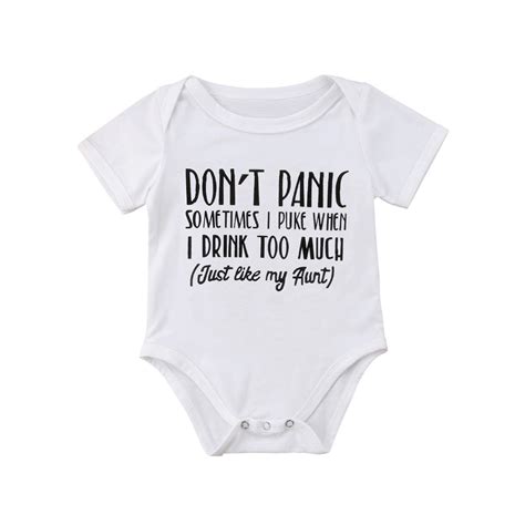 Don't Panic! Basic Cotton Romper in 2021 | Funny baby onesies, Baby onesies, Funny babies