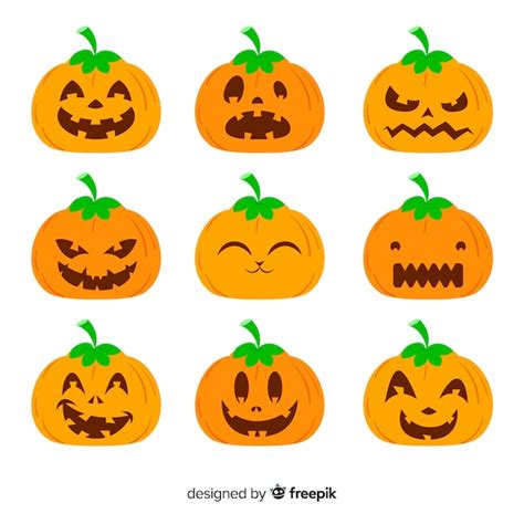 Premium Vector | Jack o lantern pumpkin with funny faces for halloween