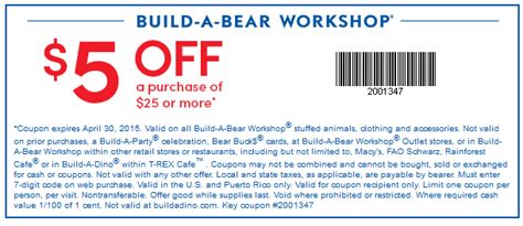 Pinned April 13th: $5 off $25 at #Build-A-Bear workshop #coupon via The ...