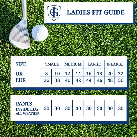 Island Green Ladies Golf Clothing Size Guide – Pan World Brands