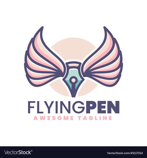 Logo flying pen simple mascot style Royalty Free Vector