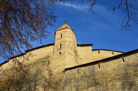 Russia. the Walls and Towers of Ancient Pskov Kremlin Stock Photo ...