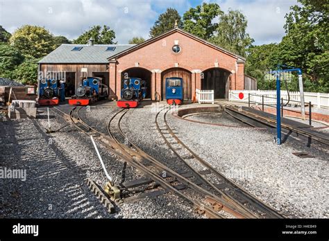 Locomotives at the engine shed at Exbury Gardens Southampton Stock Photo, Royalty Free Image ...