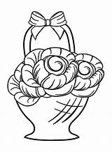 Rose Flower Basket Coloring Page  Free Printable Pages sketch template