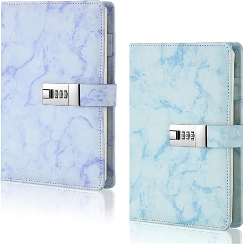 2 Pieces Marble Diary Journal with Locks for Girls and Women Secret ...