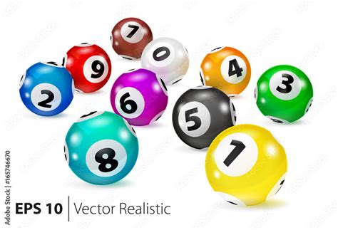 Vector Colorful Bingo balls lie in random order. Lottery Number Balls ...