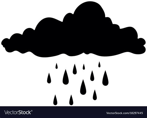 Cloud sky silhouette with rain drops Royalty Free Vector