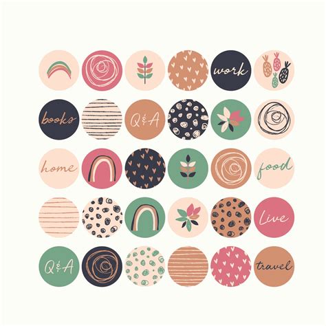 Art & Collectibles Icon elements, Colorful Blog Branding kit Colors Circles Clipart Instagram ...