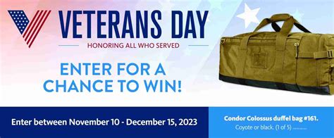 2023 Veterans Day Sweepstakes | Condor Colossus Duffle - Exchange ...