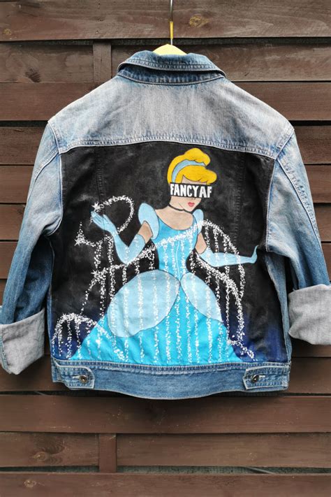 Disney Cinderella Hand Painted Custom Denim Jacket - Etsy | Pakaian ...