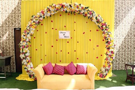 FNP Gardens on Instagram: “Stunning yellow decor for an intimate haldi function ️ #h… | Wedding ...