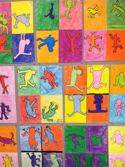 Keith Haring inspired art created by middle school students. Principles ...