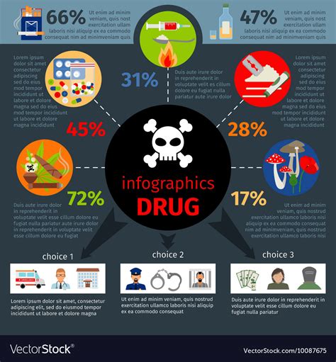 Drug addict infographics Royalty Free Vector Image