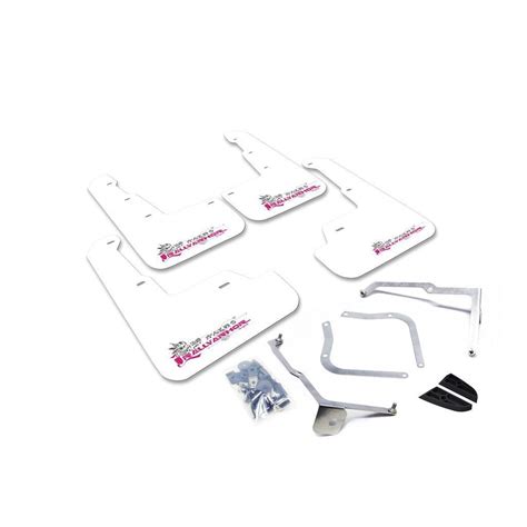 Rally Armor Mud Flaps White w/ Pink Logo Subaru WRX 2011-2014 Hatchbac | JDMuscle