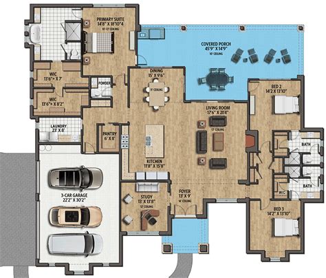 Modern Hill Country House Plan with 3 Bedrooms - 430066LY ...