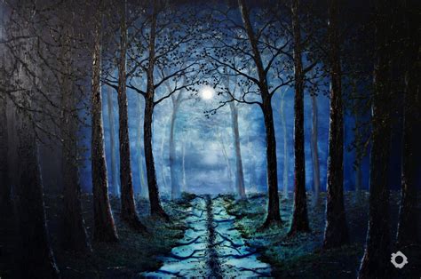 Moonlit Forest Path • dot-art