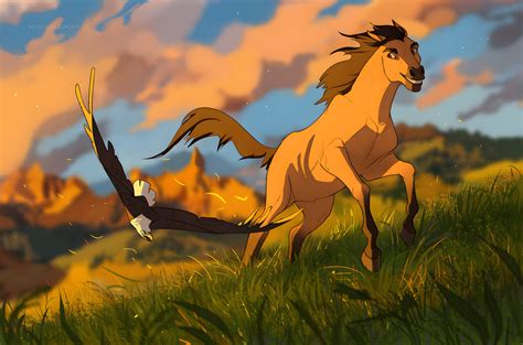 Spirit Stallion Of The Cimarron Running With The Eagle