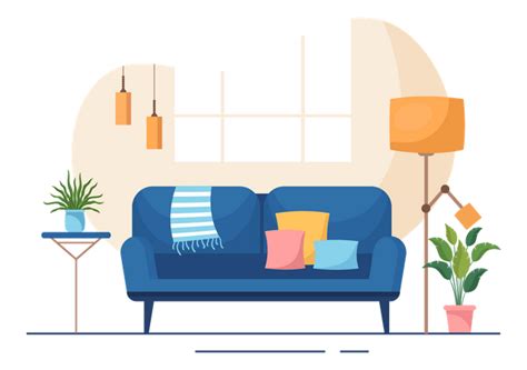 Best Living Room Furniture Illustration download in PNG & Vector format