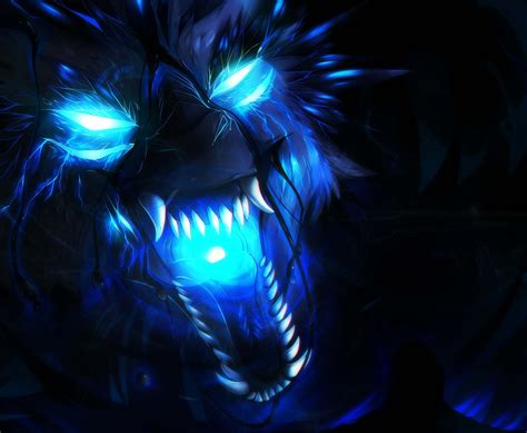 Download Angry Cool Blue Wolf Digital Art Wallpaper | Wallpapers.com