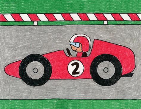 Easy How to Draw a Race Car Tutorial Video and Coloring Page