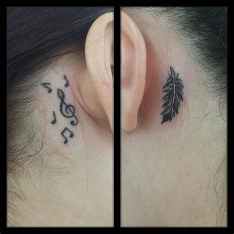 Music Note Tattoos Behind Ear | Best Eye Catching Tattoos | Feather ...