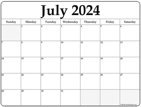 July Calendar 2024 Printable Free - August 2024 Calendar Printable