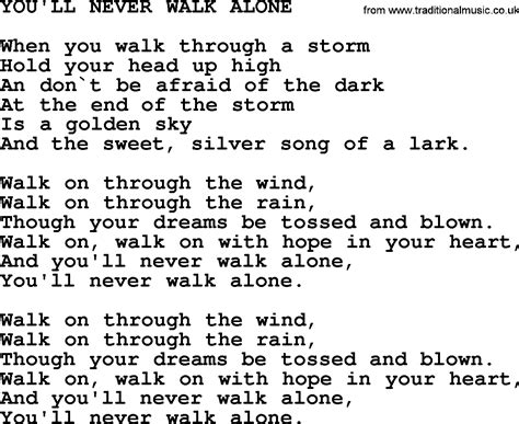 Johnny Cash song: You'll Never Walk Alone, lyrics