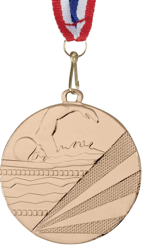 Swimming Bronze Medal with Medal Ribbon 50mm (2")