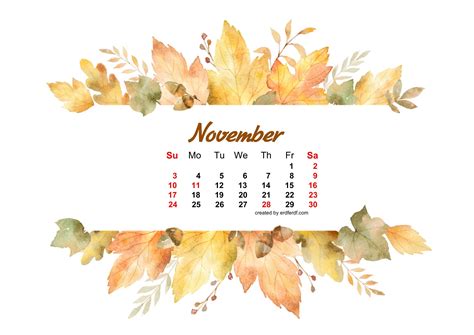 🔥 Download Watercolor Leaf Dried November Calendar Picture Wallpaper In ...