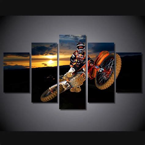 5 Pcs/Set Framed HD Printed Best Action Motocross Sports Wall Art Print ...