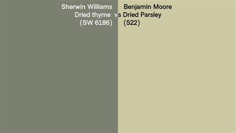 Sherwin Williams Dried thyme (SW 6186) vs Benjamin Moore Dried Parsley ...