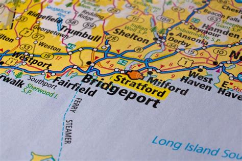 Bridgeport City on Usa Travel Map. Stock Image - Image of road ...