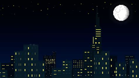 City Skyline Pixel Art Sunset