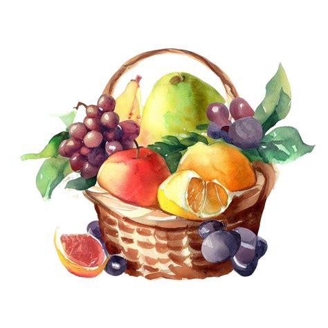 Premium AI Image | Fruit Basket Watercolor Clipart