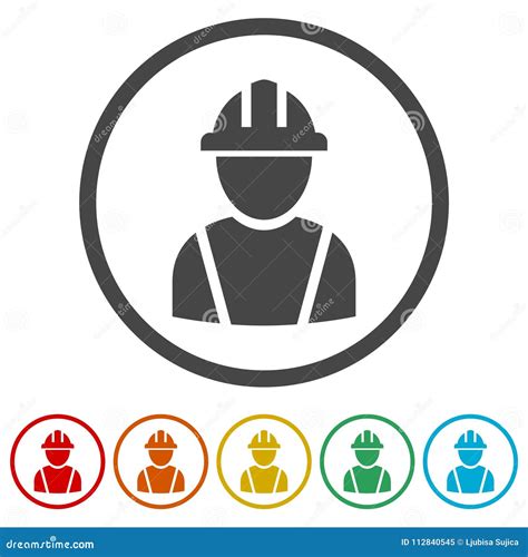 Contractor Icon, Workers Icon, 6 Colors Included Stock Vector - Illustration of design ...