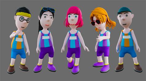 Cartoon Characters Sports Team - 3D Model by 7ka