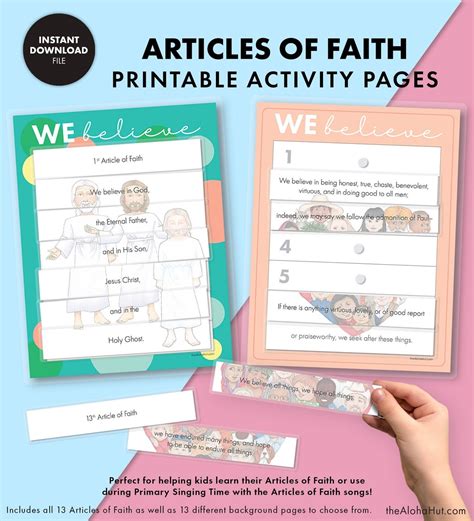 ARTICLES of FAITH Printable Activity Pages Puzzle Religious Christian Kids LDS Quiet Book ...