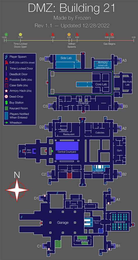 DMZ BUILDING 21 MAP INCLUDING ALL FLOORS, ROOMS AND POI LOCATIONS