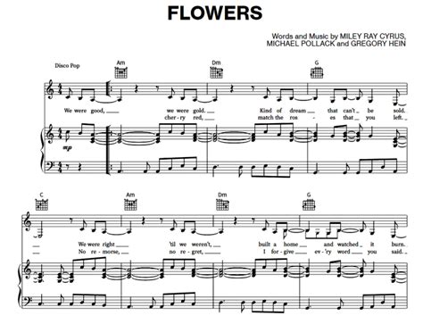 Miley Cyrus-Flowers Free Sheet Music PDF for Piano | The Piano Notes