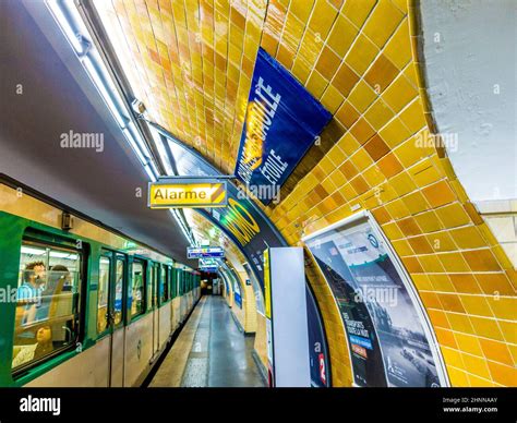 Paris metro underground Charles de Gaulle place etoile station tube. Paris Metro is one of ...