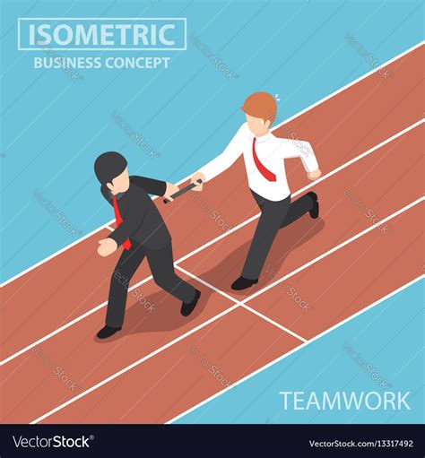 Businessman passing baton in relay race Royalty Free Vector