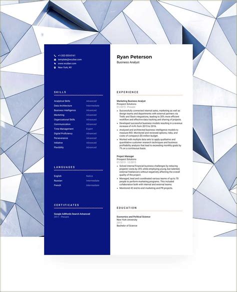 Free Resume Templates With Blue Lines - Resume Example Gallery