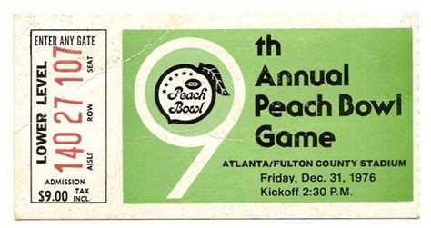 1976 Peach Bowl ticket stub Kentucky North Carolina | Kentucky football, Peach bowl, Bowl game