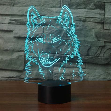 Amazon.com: 3D Illusion Lamp Led Night Light Luminaria Wolf Head Table Lamp USB Lights Baby ...